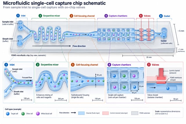 Microfluidic single-cell capture chip schematic