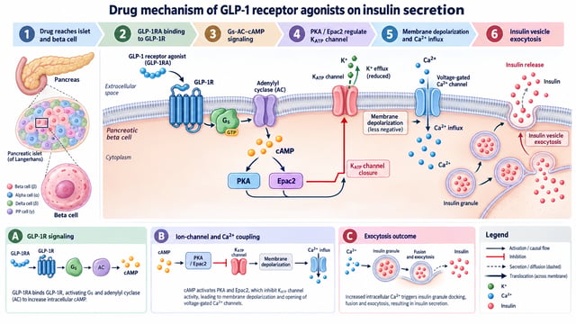 Drug mechanism of GLP-1 receptor agonists on insulin secretion