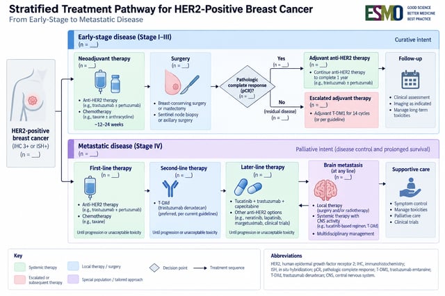 Stratified treatment pathway for HER2-positive breast cancer