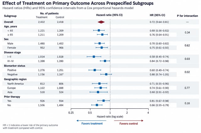 Forest plot of treatment effects across subgroups