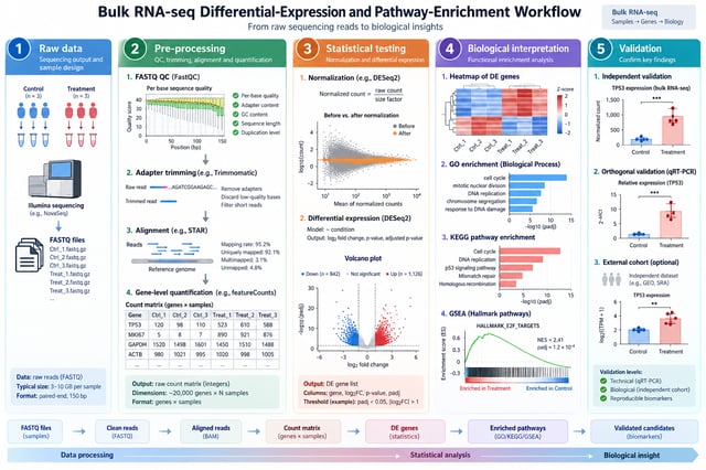 Bulk RNA-seq differential-expression and pathway-enrichment workflow